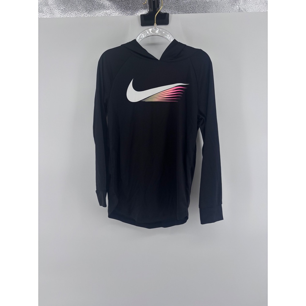 Nike Dri-FIT Hoodie Long Sleeve Black Top Youth Kids 6-7 Years